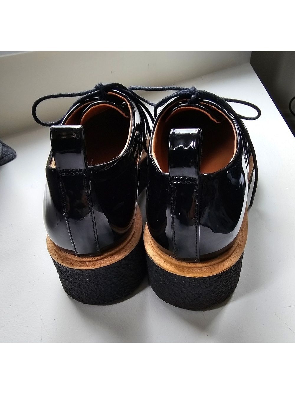 Chunky Patent Leather Size 9 Black Platform Shoes Zara - Picture 5 of 9